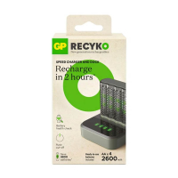 GP Dock chargeur rapide + GP 2600 ReCyko pile rechargeable AA / HR06 Ni-Mh (4 pièces) AGP00112