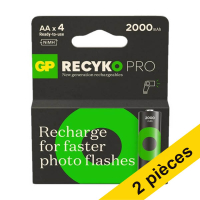 Offre : 2 x GP 2000 ReCyko Pro Photo Flash pile rechargeable AA / HR06 Ni-Mh (4 pièces) AGP00366