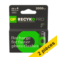 Offre : 2 x GP 2000 ReCyko Pro Photo Flash pile rechargeable AA / HR06 Ni-Mh (4 pièces) AGP00366