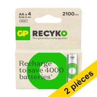 Offre : 2x GP 2100 ReCyko pile rechargeable AA / HR06 Ni-Mh (4 pièces)