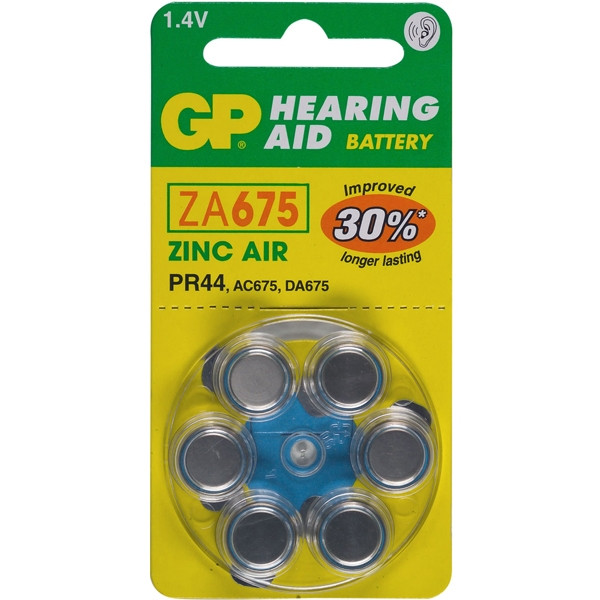GP PR44 pile pour appareil auditif 6 pièces (bleu) GPZA675 215132 - 1