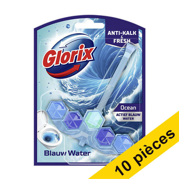 Offre : 10x Glorix bloc WC Eau Bleue Active Océan (48 grammes) SGL00102 - 1