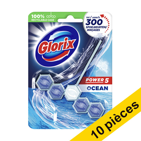 Glorix Offre : 10x Glorix bloc WC Power 5 Ocean (55 grammes)  SGL00043 - 1