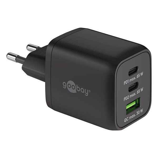 Goobay chargeur USB 3 ports (1x USB-A, 2x USB-C, 65W, Power Delivery) -  noir K180107713 - 1