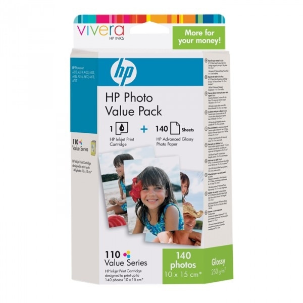 HP 110 pack avantage photos avec 140 feuilles de papier photo (d'origine) Q8898AE 031741 - 1