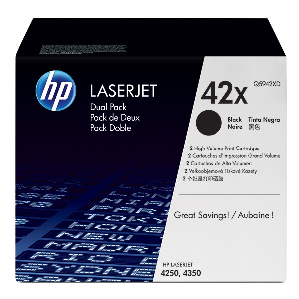 HP 42XD (Q5942XD) pack double toner haute capacité (d'origine) - noir Q5942XD 054086 - 1