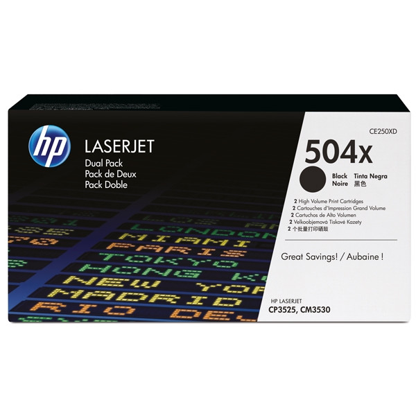 HP 504X (CE250XD) pack double toner noir haute capacité (d'origine) CE250XD 054118 - 1