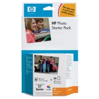 HP 57 pack de démarrage photo avec 60 feuilles de papier photo (d'origine) Q7942AE 031265