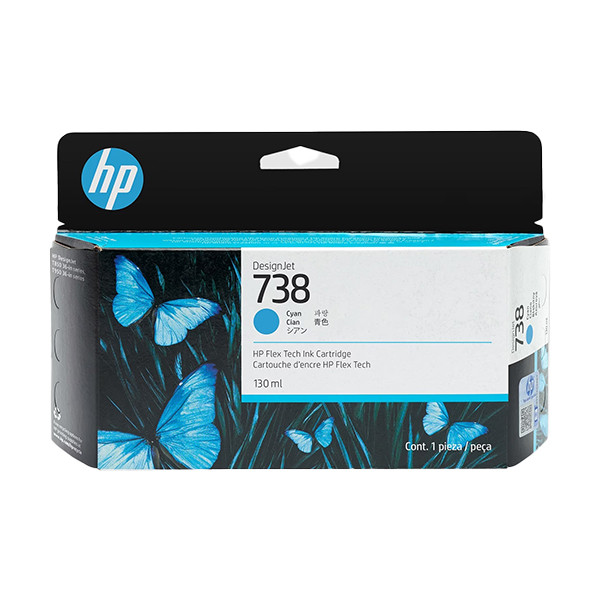 HP 738 (498N5A) cartouche d'encre (d'origine) - cyan 498N5A 093280 - 1