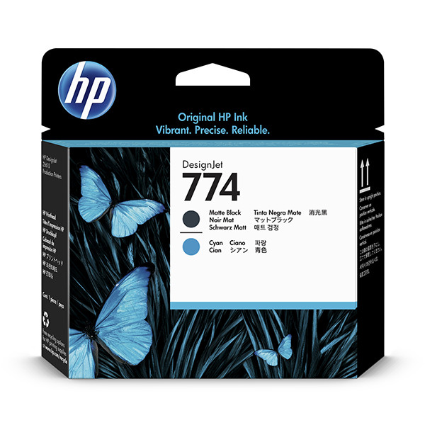 HP 774 (P2W01A) tête d'impression noir mat et cyan (d'origine) P2W01A 055362 - 1