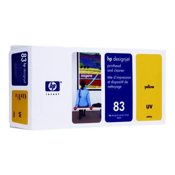 HP 83 (C4963A) tête d'impression jaune UV avec nettoyant pour tête d'impression (d'origine) C4963A 031650 - 1