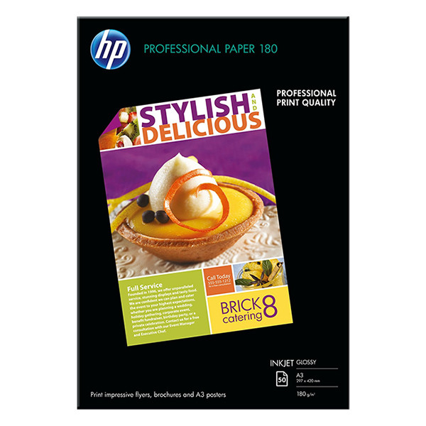 HP C6821A papier professionnel jet d'encre brillant 180 g/m² A3 (50 feuilles) C6821A 150320 - 1