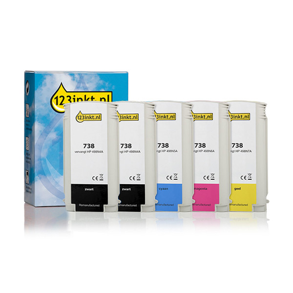 HP Marque 123encre remplace HP 738 multipack 2x noir + 3 couleurs  160736 - 1