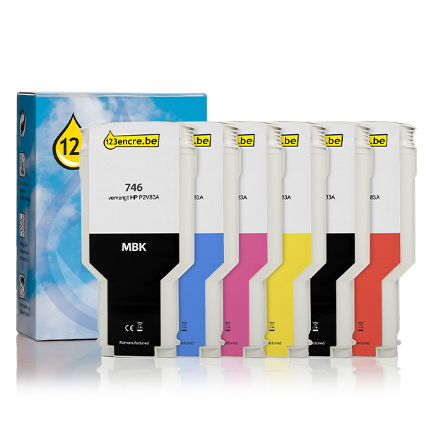Marque 123encre remplace HP 746 MBK/CR/C/M/Y/PBK multipack 160236 - 1