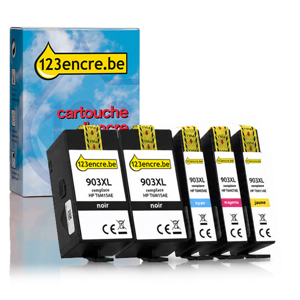 Marque 123encre remplace HP 903XL multipack 2x noir + 3 couleurs 160741 - 1