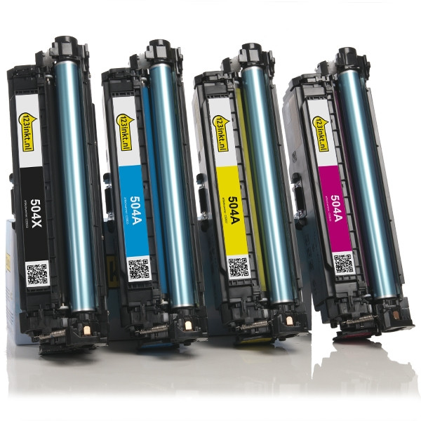 HP Offre spéciale: marque 123encre remplace HP 504X / 504A : HP CE250X, CE251A, CE252A, CE253A noir + 3 couleurs  130034 - 1