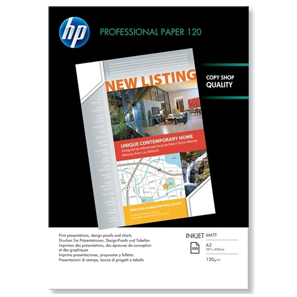 HP Q6594A papier professionnel jet d'encre 120 g/m² A3 (100 feuilles) Q6594A 150358 - 1