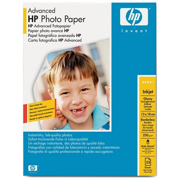 HP Q8696A Advanced Glossy papier photo 250 g/m² 13 x 18 cm sans marge (25 feuilles) Q8696A 064870 - 1