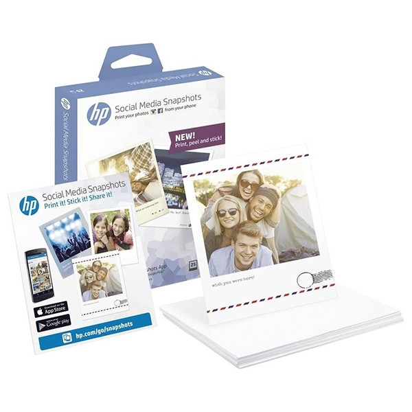 HP W2G60A papier photo instantané auto-adhésif pour médias sociaux 265 g/m² 10 x 13 cm (25 feuilles) W2G60A 151130 - 1