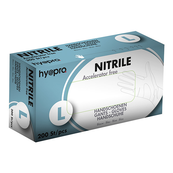 HY@PRO Medical Accelerator Free Nitril gants sans poudre L (3,5 grammes, 24 cm, 200 pièces) - bleu  SHY00032 - 1