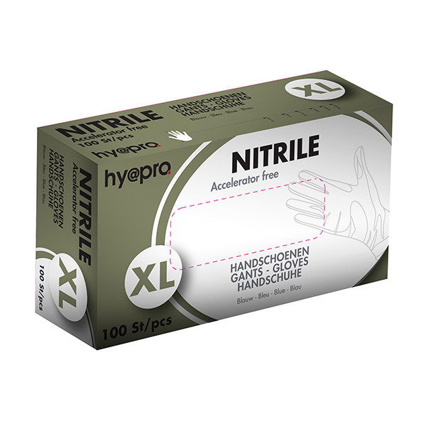 HY@PRO Medical Accelerator Free gants en nitrile sans poudre XL (3,5 grammes, 24 cm, 100 pièces) - bleu SHY00026 - 1