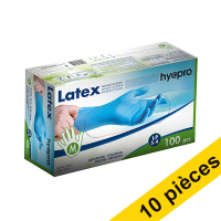 Offre : 10 x HY@PRO gants en latex M poudrés (5,4 grammes, 24 cm, 100 pièces) - bleu