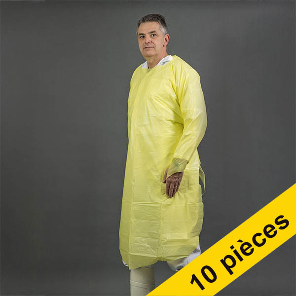 Offre : 10x HY@PRO CPE tablier à manches 100 x 125 cm (1 pièce) - jaune SHY00650 Offre : 10x HY@PRO CPE tablier à manches 100 x 125 cm (1 pièce) - jaune SHY00650 - 1