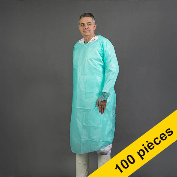 Offre : 10x HY@PRO CPE tablier à manches 100 x 125 cm (1 pièce) - vert SHY00652 Offre : 10x HY@PRO CPE tablier à manches 100 x 125 cm (1 pièce) - vert SHY00652 - 1