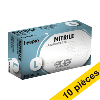 Offre : 10x HY@PRO Medical Accelerator Free Nitril gants sans poudre L (3,5 grammes, 24 cm, 200 pièces) - bleu