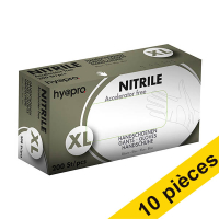 Offre : 10x HY@PRO Medical Accelerator Free Nitril gants sans poudre XL (3,5 grammes, 24 cm, 200 pièces) - bleu
