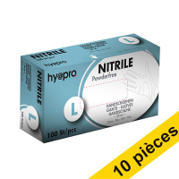 Offre : 10x HY@PRO Medical gants en nitrile sans poudre L (6,2 grammes, 30 cm, 100 pièces) - bleu