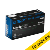 Offre : 10x HY@PRO Q Grip Micro Diamond gants en nitrile sans poudre M (24 cm, 50 pièces) - bleu