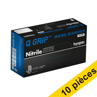Offre : 10x HY@PRO Q Grip Micro Diamond gants en nitrile sans poudre S (24 cm, 50 pièces) - bleu