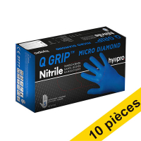 Offre : 10x HY@PRO Q Grip Micro Diamond gants en nitrile sans poudre S (29 cm, 50 pièces) - bleu