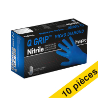 Offre : 10x HY@PRO Q Grip Micro Diamond gants en nitrile sans poudre XXL (29 cm, 50 pièces) - bleu