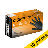 Offre : 10x HY@PRO Q Grip Tyre gants en nitrile sans poudre XXL (24 cm, 50 pièces) - noir