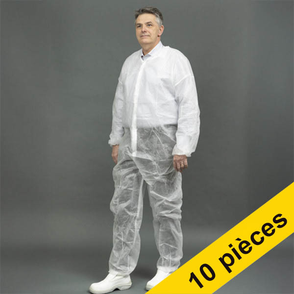 Offre : 10x HY@PRO combinaison non tissée sans capuche XXL (1 pièce) - blanc SHY00756 Offre : 10x HY@PRO combinaison non tissée sans capuche XXL (1 pièce) - blanc SHY00756 - 1