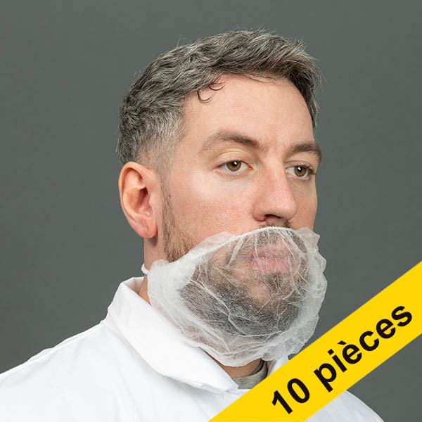 Offre : 10x HY@PRO couvre-barbe non tissé avec 2 élastiques d'oreille (45 cm, 100 pièces) - blanc SHY00477 Offre : 10x HY@PRO couvre-barbe non tissé avec 2 élastiques d'oreille (45 cm, 100 pièces) - blanc SHY00477 - 1