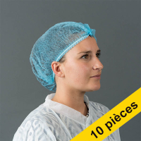 Offre : 10x HY@PRO filets à cheveux non tissés avec clip et élastique (100 pièces - 51 cm) - bleu