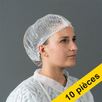 Offre : 10x HY@PRO filets à cheveux non tissés avec clip et 2 élastiques (100 pièces - 53,5 cm) - blanc