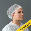 Offre : 10x HY@PRO filets à cheveux non tissés avec clip et 2 élastiques (100 pièces - 53,5 cm) - blanc SHY00363 - 1