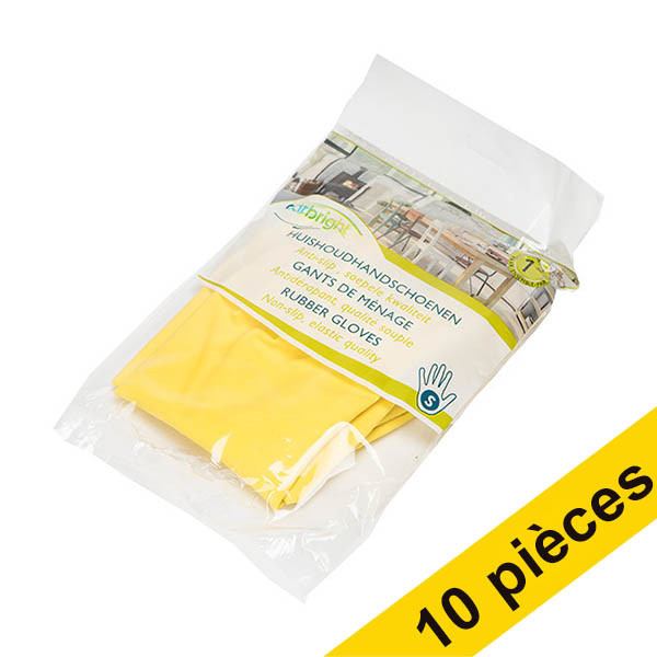Offre : 10x HY@PRO gants de ménage en latex S (1 paire, 60 grammes) - jaune SHY00311 - 1