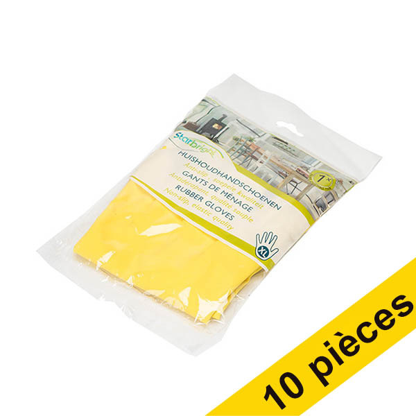 Offre : 10x HY@PRO gants de ménage en latex XL (1 paire, 60 grammes) - jaune SHY00317 - 1
