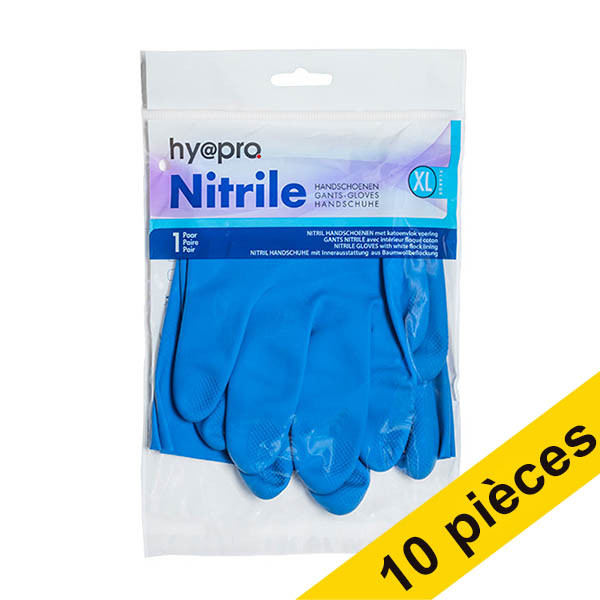 HY@PRO Offre : 10x HY@PRO gants de ménage en latex XL (1 paire, 65 grammes)  SHY00291 - 1