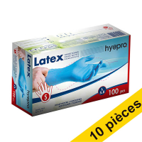 Offre : 10x HY@PRO gants en latex sans poudre S (5,8 grammes, 24 cm, 100 pièces) - bleu
