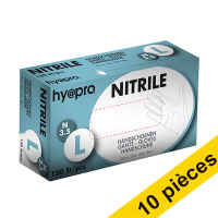 Offre : 10x HY@PRO gants en nitrile sans poudre L (3,5 grammes, 24 cm, 150 pièces) - bleu