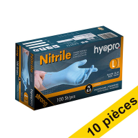 Offre : 10x HY@PRO gants en nitrile sans poudre L (6 grammes, 24 cm, 100 pièces) - bleu