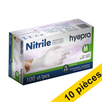 Offre : 10x HY@PRO gants en nitrile sans poudre M (3,5 grammes, 24 cm, 100 pièces) - blanc