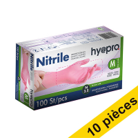 Offre : 10x HY@PRO gants en nitrile sans poudre M (3,8 grammes, 24 cm, 100 pièces) - rose SHY00089
