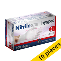 Offre : 10x HY@PRO gants en nitrile sans poudre S (3,5 grammes, 24 cm, 100 pièces) - blanc